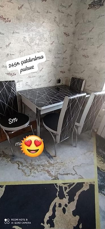 Для кухни, Новый, Раскладной, Прямоугольный стол, 4 стула