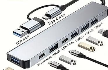 noutbuk adapter: USB-C HUB 6-in-1 — laptop və planşetlər üçün praktik və kompakt — 2
