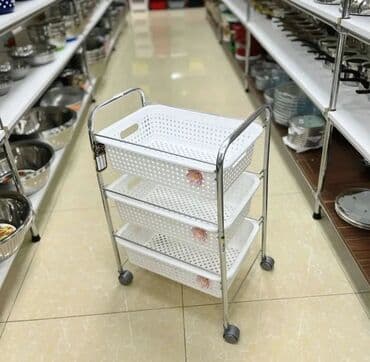 Mətbəx aksesuarları: Meyvə-tərəvəz yiğmaq uçun tekerli şkaf
3 mertebe tekerli — 4