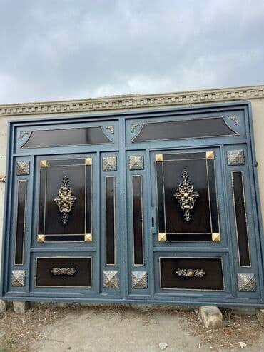 sehf qapi: Dəmir Həyət darvazası, Siyirmə, Mexaniki, Qapı ilə, rəng - Mavi — 4