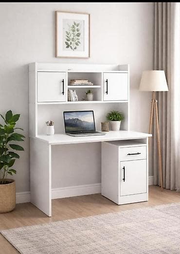 Ağ rəngdə çoxfunksiyalı iş masası və üst şkaf dəsti. - Geniş iş lalafo.az -da Ağ rəngdə çoxfunksiyalı iş masası və üst şkaf dəsti. - Geniş iş