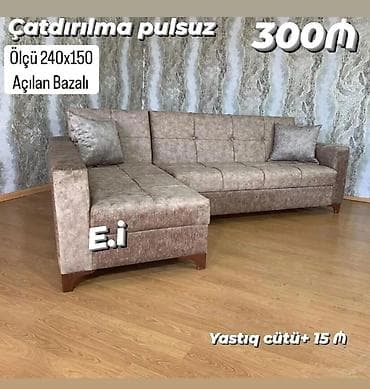 koja divan: Künc divanı – açılan, bazalı model - Ölçü: 240 x 150 sm - Künc hissəsi — 1