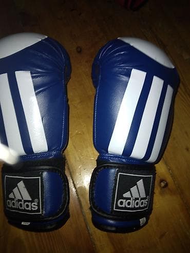 İdman və hobbi: Məhsul: Adidas boks əlcəkləri - Rəng: göy-ağ (klassik 3 zolaqlı — 1