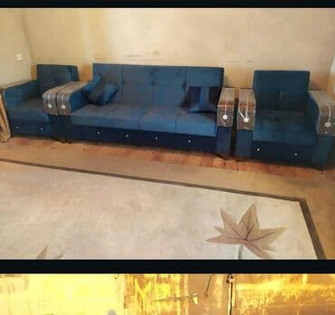 диван и 2 кресла мягкая мебель: Yeni divan və iki kreslodan ibarət dəst. Divan açılır və içərisində — 6