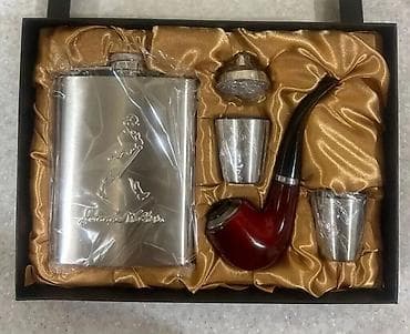 Hədiyyəlik viski/flask və siqaret/pipe dəsti Zərif hədiyyə qutusunda — 3