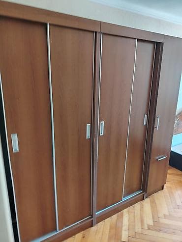 Ev üçün mebel: İşlənmiş, 4 qapılı, Qəhvəyi, Kupe, Düz dolab — 3