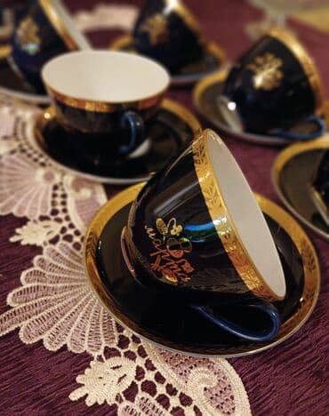 чайный сервиз барановка ссср: Çay dəsti, rəng - Göy, Farfor, 6 nəfərlik, SSRİ — 4