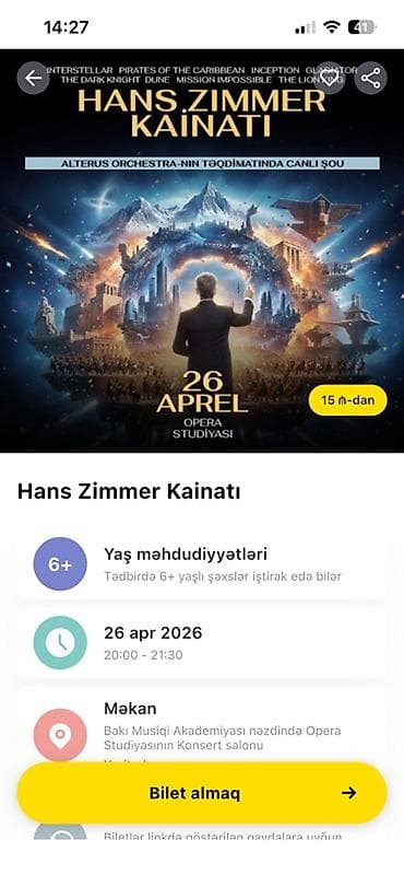 2 BİLET SATILIR ƏN YAXŞI GÖRÜNƏN YER BİLETİN 1 i 35 AZN 2 Sİ 50 AZN — 1