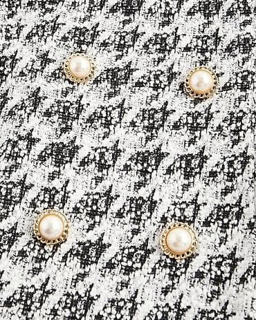 ağ qizil: SHEİN TƏZƏ Qadın mini don – qara-ağ “houndstooth” naxışlı, qol­suz — 3