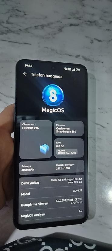 iphone 13 pro max dubay: Honor X7b, 128 GB, rəng - Yaşıl, Barmaq izi, Simsiz şarj — 6