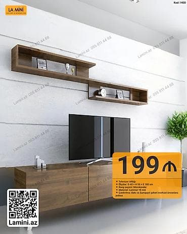 taxta ref: TV üçün divar asma dəsti və TV altı tumbası - Model kodu: 1400 - — 1
