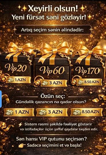 tap.az berde: VIP QUTULAR – gündəlik qazancını özün seç! Təqdim olunan seçimlər: - — 1