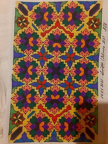 tebii gul sekilleri: Məhsul: Əl işi dekorativ rəsmlər – milli ornament və xalça motivləri — 4
