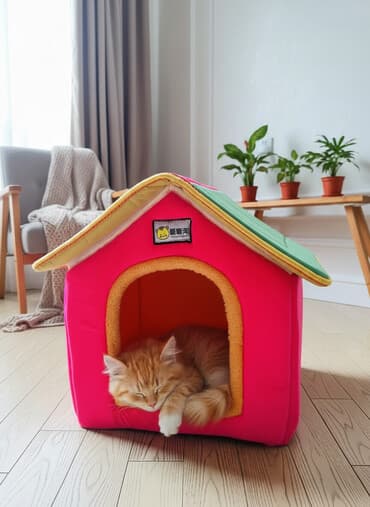 1 azn pişik: Pişik üçün yuva Domik içi yumşaq rahat sökülür və yığılır şəkillərdə — 1