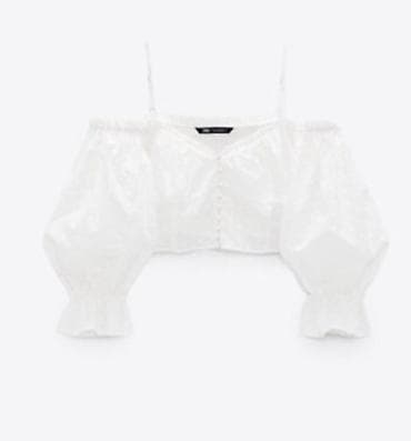 Zara markaAğ rəngli, çiyinüstü (off-shoulder) qısa bluz. - Brend — 3