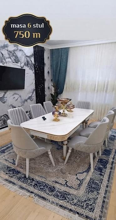 Qonaq otağı üçün, Yeni, Açılan, Dördbucaq masa, 6 stul lalafo.az -da Qonaq otağı üçün, Yeni, Açılan, Dördbucaq masa, 6 stul