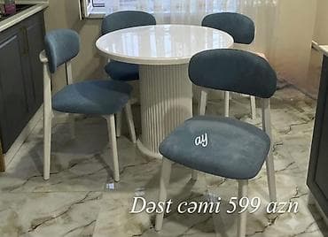 masa dəsti: Dairəvi yemək dəsti – 1 masa + 4 stul - Masa: dairəvi üst səth — 6