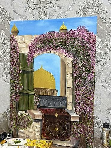 8 noyabra aid sekil cekmek: Rəsm əsəri – “Güllü tağ altında Qızıl günbəz” Ölçü 70/50 sm çərçivə — 1