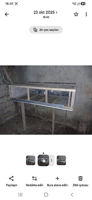 Bildirçin qəfəsi Uzunluq 152sm En 76sm Hündürlük 40sm Hazır