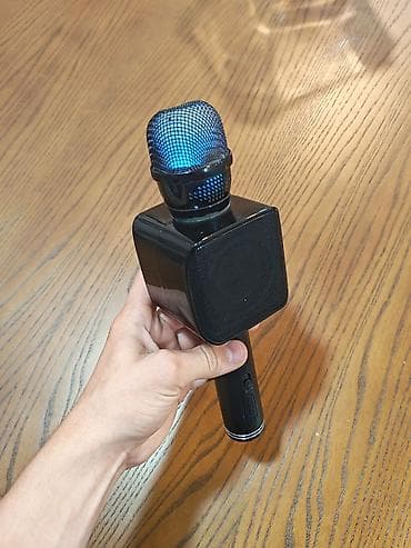 Portativ karaoke mikrofonu və dinamik bir yerdə - Simsiz karaoke