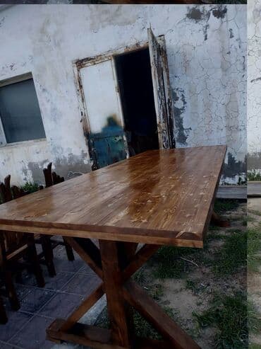 Düz masa, Stullar ilə, Açılmayan, Taxta