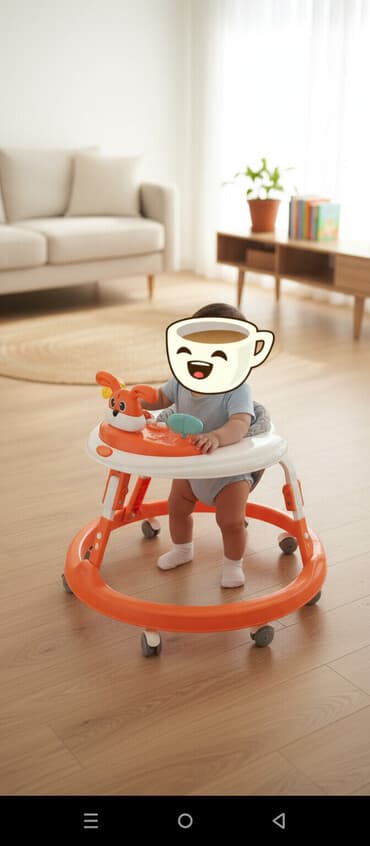 uşaq üçün makasin: Uşaq yürütəcəyi (manej) – narıncı-ağ rəngdə. - Dairəvi konstruksiya — 1
