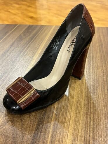 женские вечерние туфли: Tuflilər, Ölçü: 38, rəng - Qara, İşlənmiş — 1