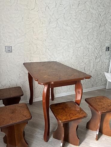 stulla: Mətbəx üçün, İşlənmiş, Açılmayan, Dördbucaq masa, 4 stul — 3