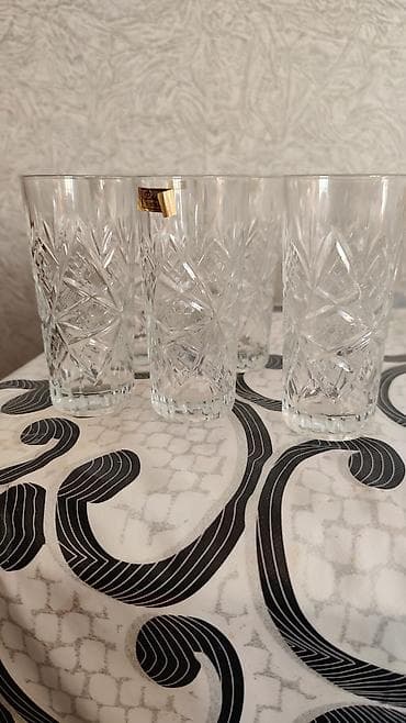 icki: Paşabahçe “D. İstanbul Kristal” kəsimli şüşə dəsti - Material: qalın — 3