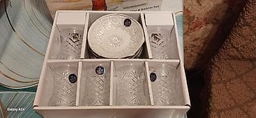 Çay dəsti, rəng - Ağ, Şüşə, 6 nəfərlik