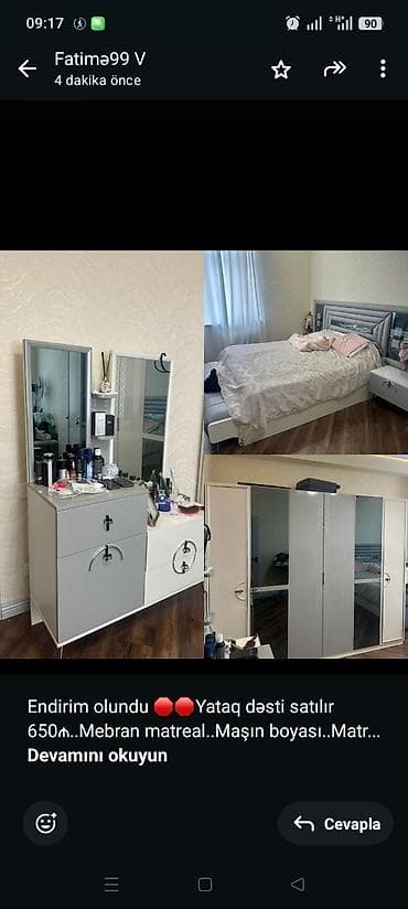 Endirim olundu 🛑🛑Yataq dəsti satılır 650₼. Mebran matreal. Maşın