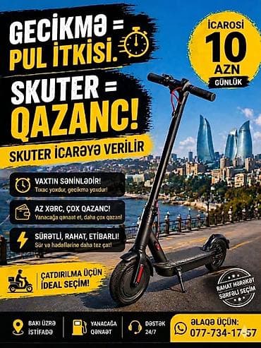 sukuter: Kuryerlər üçün gündəlik skuter icarəyə verilir. Hesabı olmayanlara — 1