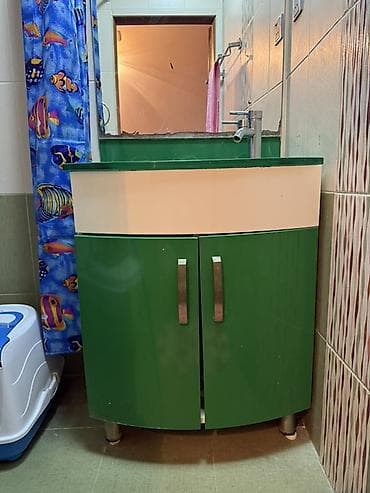 Hamam dolabları: Yaşıl rəngli hamam mebeli dəsti - Üst hissə: şüşə tipli yaşıl — 3