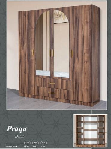 akril mdf: Yeni, Açılan, 4 qapılı Düz dolab, Qarderob, paltar dolabı, Türkiyə — 1