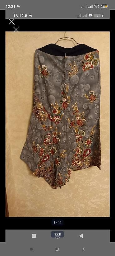 yun salvar: Bohem üslublu qadın ətək-şalvar (culotte) - Rəng: boz fon üzərində — 2