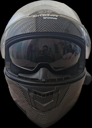 dağ motoru: Crown Racing karbon dizaynlı motosiklet kaskı - Tip: Tam üzlü — 2