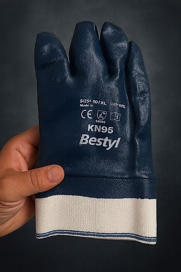 ag saat: Baby markalı, tünd göy rəngdə, 10/XL ölçülü iş əlcəyi. Əlcəyin ağ — 1