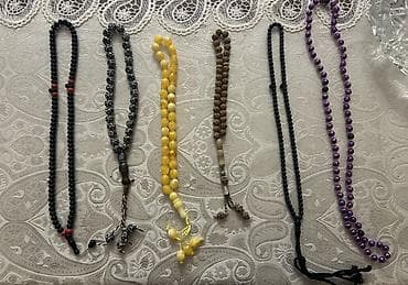 Təsbeh dəsti – 6 ədəd - Qara mat muncuqlu təsbeh: incə ölçülü