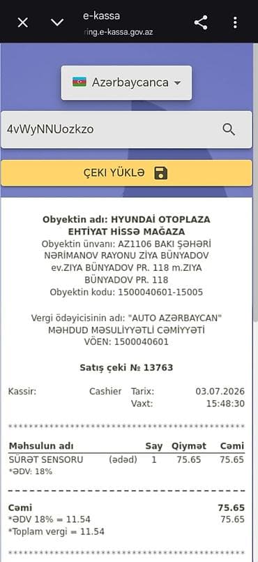 hyundai aix35: Hyundai H1 ücun spidometir daciki karobkada olan,orginal 75 man — 4