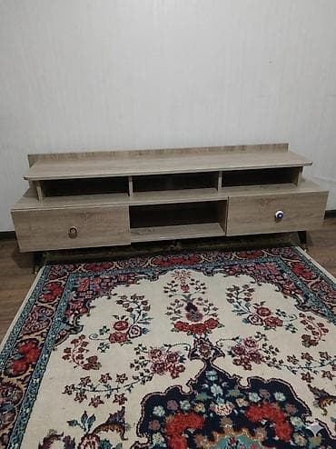 Прямой ТВ стенд, С полками, Ламинат — 1