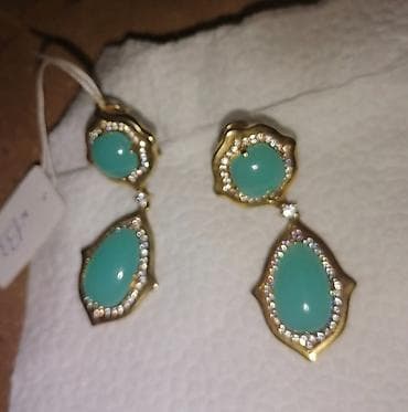 bijuteriya sirgalar: Zərif qadın sırğaları - Dizayn: İkihissəli asma model – yuxarıda — 1