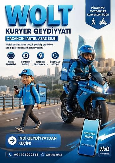 Piyada kuryer tələb olunur, İstənilən yaş, Təcrübəsiz, Həftəlik ödəniş — 1