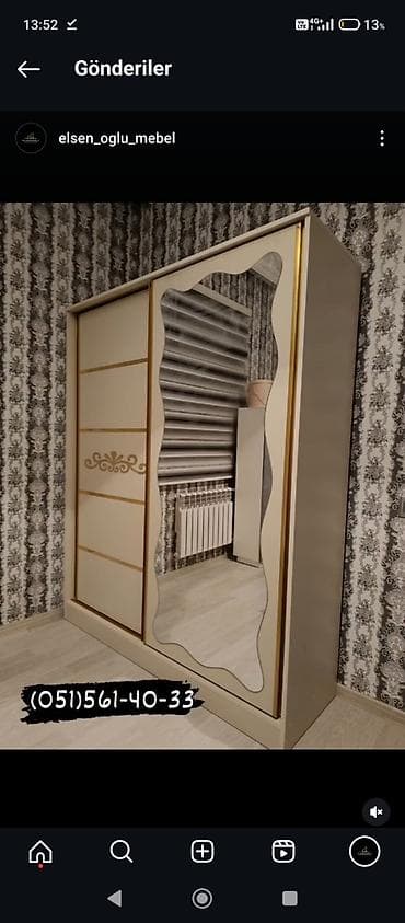 2 qapılı, Güzgülü, Bej, Kupe, Düz dolab