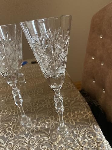xına dekoru: Qədəhlər, rəng - Ağ, Xrustal, 6 ədədli dəst, 200 ml — 1