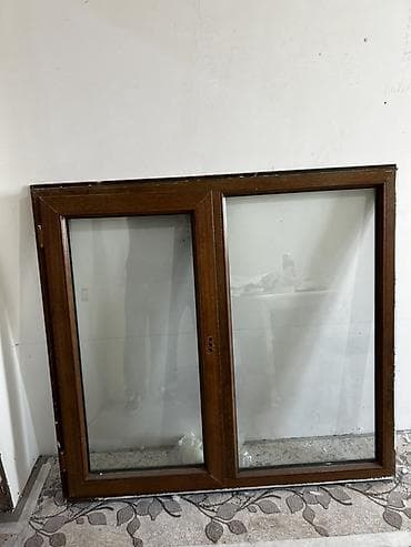 ucuz tap plastik pencere: İkiqat şüşəli plastik pəncərə çərçivəsi (ağac teksturası rəngində) - — 1