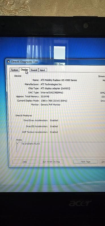 usb hard disk: Acer Aspire 5732Z noutbuk - Ekran: 15.6" (1366×768), parlaq panel - — 5
