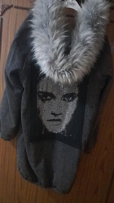 Qadınlar üçün qışlıq denim parka - Rəng: tünd boz (kömür boz) - — 1