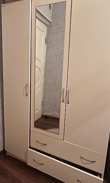 3 qapılı, Güzgülü, Bej, Digər material, Açılan, Düz dolab — 1
