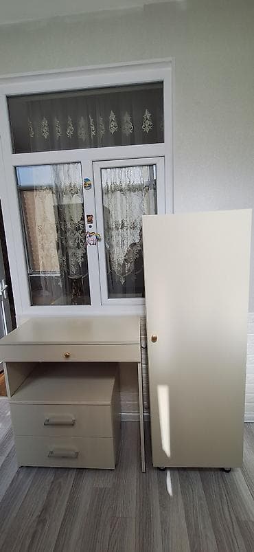 saplar: Kompakt mətbəx/məişət üçün modul mebel dəsti. - Rəng: krem (bej — 1