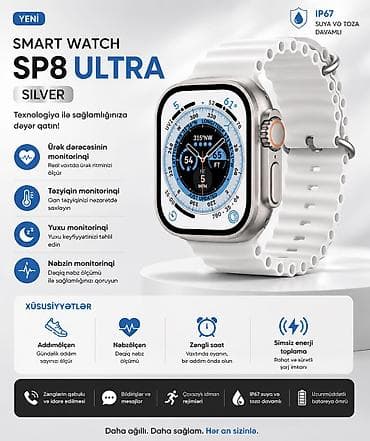 vozol 6 k: Kateqoriya: Smart saatlar Brend: No Brand Model: SP8 Ultra Silver — 1